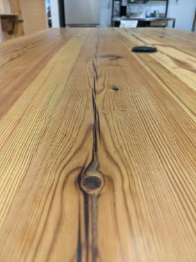 close up of resin filled cracks